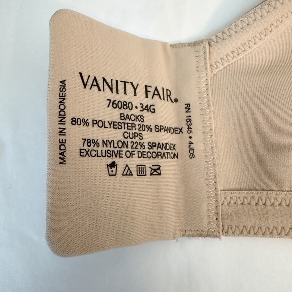 Vanity Fair Beauty Back Minimizer Tan Nude Bra NWT Size 34G - Picture 5 of 7